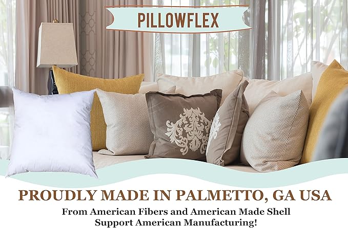 Pillowflex Premium Polyester Throw Pillow Insert - 20x20 - Ultra Soft Small Square Throw Pillow, Couch Sham, Lumbar, Back, Sofa - Machine Washable - Decorative Accent Form - 1 Soft Pillow