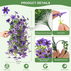 Artificial Flowers for Outdoors, 2 Pcs Fake Hanging Flowers Plants Outdoors Spring Summer Decoration, UV Resistant Faux Flower for Outdoor Planters Porch Patio Yard Window Home Decor(Gradient Purple)