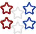 Chuangdi 6 Pcs 4th of July Wreath 250th Anniversary Decoration for Front Door, 11.8 Inch Patriotic Red White Blue Star for Independence Day Wall Window Home Hanging Veterans Memorial Day Party Supply