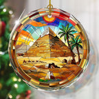 Pyramid Stained Glass Ornament, Christmas Tree Decor, Pyramid Ornaments for Christmas Tree, Holiday Presents, Gift Exchange