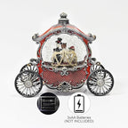 Midnight Manor Halloween Water Globe Carriage LED Lighted Snow Globe Lamp Spooky Wedding Skeleton Decor Acrylic Glitter Water Lantern Battery Operated Fall Indoor Decoration