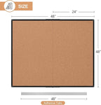 Extra Large Cork Bulletin Board 48" X 48", Foldable Notice Pin Board for Wall, Black Aluminum Framed 4'x4' Corkboard, Wall Mounted Noticeboard with 36 Push Pins for School, Home & Office