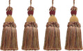DÉCOPRO Beautiful Hand-Crafted 5" (12.5cm) Key Tassel, 3 1/2" (8.5cm) Loop # IKTJ, Cherry Grove Beige #4770 (Golden Beige, Rust Red, Olive Green) Set of 4