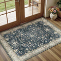 Lessymo Washable Entryway Rug, Black Brown 2x3 Small Area Rugs for Bathroom Kitchen Bedroom, Non Slip Indoor Entrance Door Mat, Stain & Fade Resistant Boho Vintage Carpet