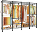 H41 Garment Rack Heavy Duty Clothes Rack, Clothing Racks for Hanging Clothes, Extra Large Freestanding Portable Closet Wardrobe Rack 78.5'' W × 15.8'' D × 76.4'' H, Max Load 1150 Lbs, Black