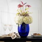 Barski Glass - Handmade - 12" H - (12 inches High) - Barrel Vase - Cobalt Blue - Made in Europe