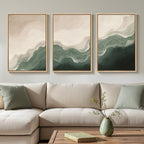 Framed Green and Beige Abstract Wall Art Set of 3, Modern Neutral Canvas Prints Paintings Artwork for Walls, Minimalist Abstract Pictures for Bedroom Dining Room Living Room Wall Decor 16x24 In