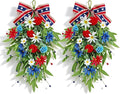 2 Pack 21'' Patriotic Swag Wreaths for Cabinets Artificial 4th of July Teardrop Wreath with Carnations and Daisies Red White Blue Floral for Independence Day Memorial Day Front Door Porch Window Wall