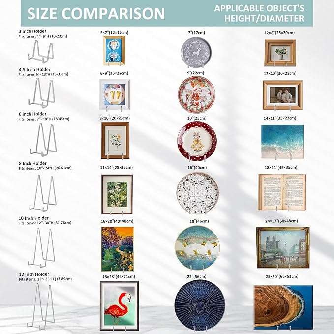 Plate Holder Easel Display Stand - 6 inch Metal Plate Stands for Display - Tabletop Picture Stand - Silver Iron Easels for Display Pictures | Photo Frames | Book | Decorative Plates | Plaque - 2 Pack