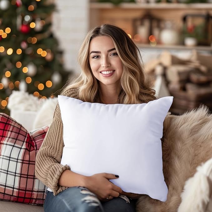 GOLD TEXTILES White Throw Pillows Insert (Pack of 4) - 18 X 18 Inches Non Woven 100% Polyester Bed Pillow - Side Sleeper Soft Indoor Rectangular Shape Down Pillow - Bed and Cushion Couch Hotel Pillows