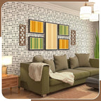 CroBlissful 2 Pcs Mid Century Modern Wall Art Wood Mid Century Elegance Decor Accents Abstract Wall Sculpture Geometric Panels for Interior Panel Art for Home Living Room(Brown)