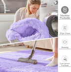OLANLY 3x5 Machine Washable Small Bedside Rug, Soft Fluffy Shaggy Rugs for Living Room, Bedroom, Indoor Floor Carpet for Kids Girls and Boys, Preppy Dorms, Nursery, Home Decor Aesthetic, Light Purple