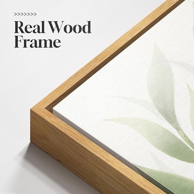 Framed Large Botanical Wall Art for Living Room, 3 Piece Minimalist Watercolor Floral Canvas Wall Art Prints, Modern Farmhouse Boho Sage Green Wildflower Picture for Bedroom Dining Room Decor, 24x36
