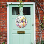 Harooni Easter Decorative Sign, 12x12in Modern Wooden Door Mount, Pastel, Bright, He is Risen, Twine, Rope