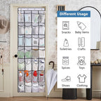 Over the Door Shoe Organizer, Hanging Shoe Organizer with 28 Mesh Large Pockets Door Shoe Rack Organizer, Space Saving Hanging Storage Holder, Hangs on Closets for Shoes, Accessories, White