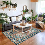 U'Artlines Boho Vintage Area Rug 3x5 Machine Washable Low Pile Soft Floor Carpet Non Slip Non Shedding Accent Rug for Living Room Bedroom Entryway Dining Room Office Orange/Multi