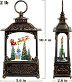 Christmas Snow Globes Church Snow Globe Lantern, Lighted Christmas Decorations Indoor for Home with Music Timer Glitter, Santa Claus Reindeer, Home Decor, USB & Battery Operated 10.4 inch