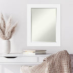 Amanti Art White Wall Mirror 29x23 Corvino White Rectangle Bathroom Mirror for Wall Decor Living Room, Medium Modern Wood Frame, Hangs Horizonally and Vertically, Bathroom Decor, Beveled Edge
