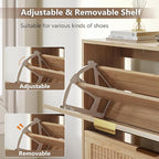 Shoe Cabinet for Entryway with 2 Flip Drawers, Slim Wooden Shoe Storage Organizer with Modern Fluted Pannel，Freestanding Narrow Hidden Shoe Rack for Hallway, Foyer, Living Room