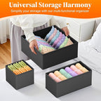 Drawer Organizer Clothes, 24 Pack Drawer Organizers and Underwear Organizer for Nursery, Dividers Clothes Organizer, Closet Organization and Foldable Storage Bins for Sock, Bra, Tie, Black