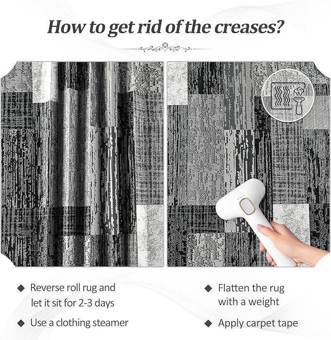 FlyDOIT Modern Geometric Patchwork Area Rug, 5x8 Grey Large Rugs for Living Room, Rockwood Collection Indoor Rugs for Bedroom, Throw Carpet Floor Decor for Entryway Dining Room Office Nursery