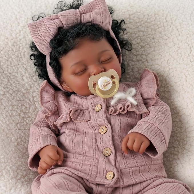 BABESIDE Lifelike Reborn Baby Dolls Black Girl – 20 Inch Lifelike Newborn Real Life Baby Dolls with Soft Weighted Body, Comfort Companion for Bedtime, Naptime & Emotional Support Gift for Kids Age 3+