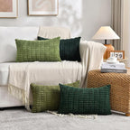 Fancy Homi 4 Packs Decorative Throw Pillow Covers for Living Room Couch Bed, Modern Farmhouse Boho Home Décor Accent Cushion Case, 20" x 12", Green Series