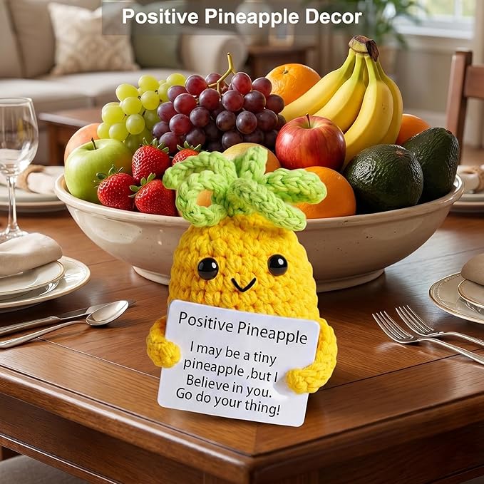 Funny Gifts, Emotional Positive Support Pineapple, Handmade Crochet Pineapple Knitted Doll Gifts for Women, Boys, Girls.
