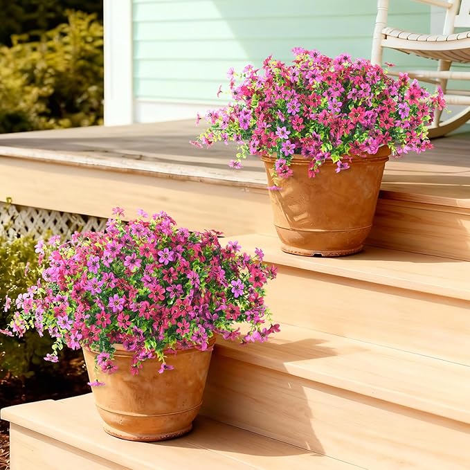 Artificial Flowers for Outdoors, 12 Bundles Multicolor Faux Silk Flower Spring Summer Decoration, Artificial Plants Fake Outdoor Flowers UV Resistant No Fade for Home Planter Porch Patio Yard Decor