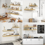 RICHFOCUS 55Inch Floating Shelves for Wall 2 Pack Shelves for Bedroom|Kitchen|Bathroom Wall Mounted Rustic Wood Floating Shelf with Invisible Brackets for Books|Storage|Decor, Oak