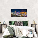 Las Vegas Skyline Wall Art American Cityscape Wall Decor City Night View Canvas Prints Picture Bellagio Fountain Skyscraper Painting Modern Artwork for Bedroom Living Room Home Decoration 20x40”