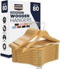 Utopia Home Premium Wooden Hangers 80 Pack - Durable & Slim Coat Hanger - Suit Hangers with 360-Degree Rotatable Hook - Wood Hangers with Shoulder Grooves (Natural Color)