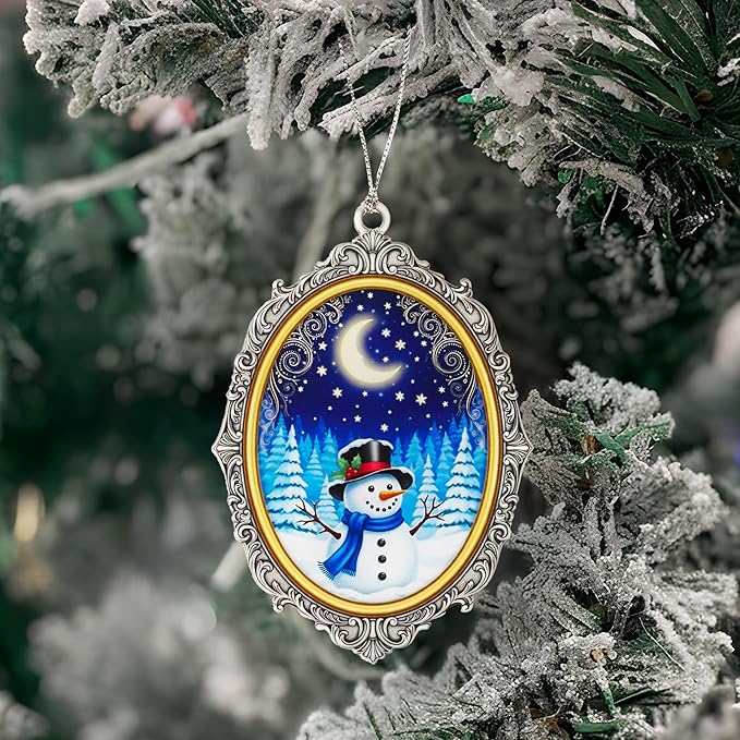Snowman Christmas Ornaments 2026, Cute Snowman Ornament, Vintage Winter Wonderland Decor, Xmas Ornaments Gift for Boss, Coworker, Family, Friends, Christmas Decorations for Window Hanging, Car Hanging