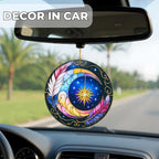 Sun and Moon Decor Decorative Ornament for Christmas Ornaments, Celestial Decor Round Acrylic Hanging, Stained Glass Effect Window Hanging Style, Thanksgiving Gifts, Moon Gifts for Women