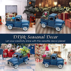 Farmhouse Blue Metal Truck Decor, Vintage Trucks Planter ,Decorative Rustic Pickup Farm Tabletop Storage Table Centerpiece for Office , Desk, Country Style Home & Kitchen Shelf Garden Decoration