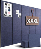 WALLHERO Large Cork Board Alternative | 15 Pack | Sizing Up to 59”x36”, Felt Wall Tiles, Office Wall Decor, Large Cork Boards for Walls, Corkboard, Cork Board for Office, Pin Board, Blue