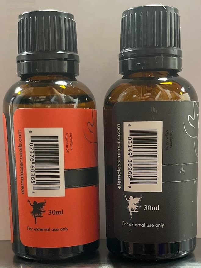 Eternal Essence Oils 2 Pack 30ml Premium Fragrance Oil - Dragons Blood & Happy Men - for Candle, Soap Making, Aromatherapy, Diffusers, Home Care, & Humidifiers