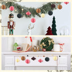 TecUnite 50 Pcs Christmas Paper Honeycomb Ornaments for Tree Vintage 3D Mini Glitter Edge Paper Christmas Ornament Honeycomb Tree Hanging Neutral Boho Holiday Xmas Party Decoration(Boho)