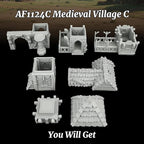 Tudor Style Village Home Tabletop Scenery – 25mm Scale High-Detail Unpainted Terrain for DND Bundle, Dungeons and Dragons RPG Accessory – Medieval Village C AF1124C