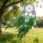 Large Dream Catchers Handmade Green Dream Catcher, Boho Wall Hanging Decor with Beads, Native American Style Dreamcatcher for Bedroom,Living Room,Home Ornament, for Birthday,Festival
