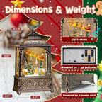 Christmas Snow Globes Lantern, Santa Claus & Church Christmas Decorations Indoor, 6H Timer Battery & USB Powered Light Up Musical Snow Globes for Kids Women Adults Gift Thanksgiving Home Decor