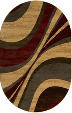 Unique Loom Barista Collection Area Rug - Ngada (5' 3" x 8' Oval, Beige/Red)