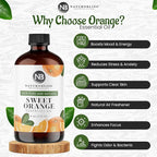 NaturoBliss 100% Pure & Natural Sweet Orange Essential Oil Therapeutic Grade Premium Quality Oil with Glass Dropper - Huge 4 fl. Oz - Perfect for Aromatherapy and Relaxation