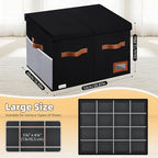 Shoe Organizer for Closet, Foldable Shoe Storage Bins with Lid & Adjustable Dividers, Fabric Shoe Box Storage Containers with Four Reinforced Handles, Fits 16 Pairs, 1 Pack, Black
