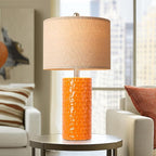 PARTPHONER 23" Modern Ceramic Table Lamp Set of 2, Table Lamps for Living Room, Rustic Farmhouse Bedside Lamps Nightstand lamp for Bedroom, Desk Lamp for End Table Home Decor Orange