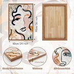 KAlRNE Abstract Woman Wall Art Set of 3(24”X36”),Boho Modern Line Wall Decor,Modern Matisse Framed Canvas Paintings, Floral Graffiti Art Prints For Living Room Bedroom Women Office Decoration