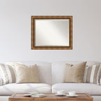 Amanti Art Bronze Wall Mirror 27x33 Manhattan Bronze Rectangle Bathroom Mirror for Wall Decor Living Room, Large Traditional Wood Frame, Hangs Horizonally and Vertically, Bathroom Decor, Beveled Edge