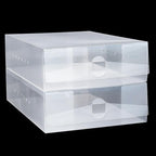 Shihanee 12 Pcs Boot Box Clear Plastic Stackable Shoe Storage Organizer Foldable Heavy Duty Shoe Containers for Closet Small Spaces Dorm Bedroom Apartments (13.4 x 8.3 x 5.1 Inches)