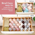 ROUFA Sock Drawer Organizer for Dresser, Honeycomb Underwear Dividers for Women, Panty Separator for Belts, Ties, Small Clothing(12pcs of Pink + 12pcs of White)