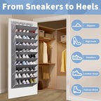 30 Pairs Over The Door Shoe Organizer, 10-Tier Hanging Shoe Rack with Deep Pocket for Closet, Extra Large Shoe Storage Holder for Sneakers, Boots, Heels(Grey)